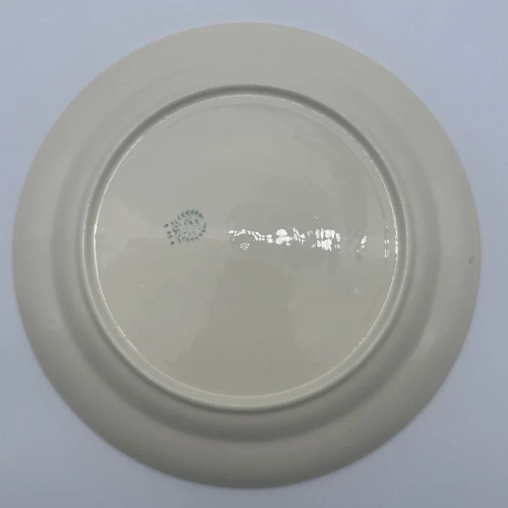 Taylor Smith Taylor Dinner Plates Set of 4 Pink Rose Gold Trim Ivory Vintage